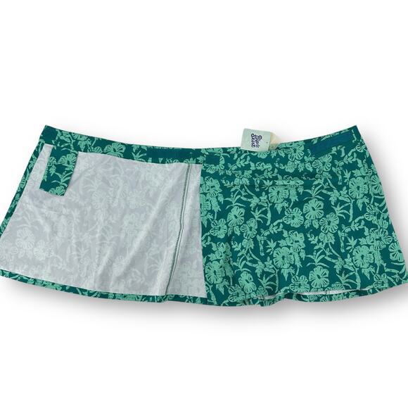 RipSkirt Floral Hibiscus Short Length 1 Adjustable Wrap Skirt Size Medium Green - Picture 2 of 7